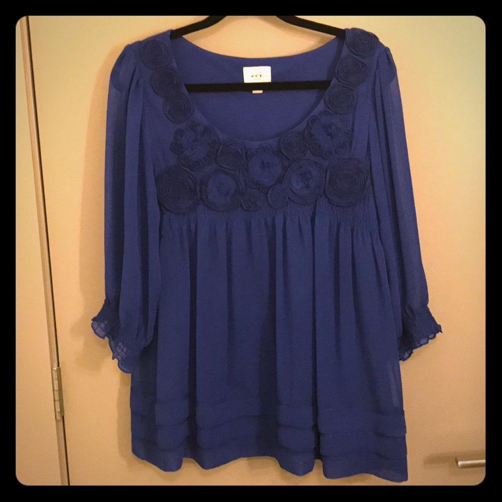 Electric Blue Silky Blouse